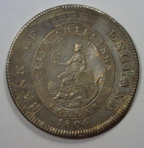 England. George III 1760-1820. AR Bank Dollar 1804.