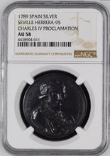 Load image into Gallery viewer, Spain. Charles IV 1789 AR Proclamation Medal - James Beach Rare Coins
