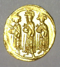 Load image into Gallery viewer, Byzantine Empire. Heraclius, with Heraclius Constantine and Heraclonas. 610-641 A.D. Gold Solidus
