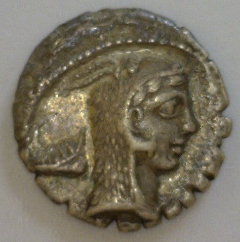 Roman Republic. L. Roscius Fabatus 64 B.C. Silver Serratos Denarius. - James Beach Rare Coins