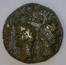 Load image into Gallery viewer, Roman Empire, Nemausus in Gaul. Augustus and Agrippa after 10 B.C. Bronze Dupondius. - James Beach Rare Coins
